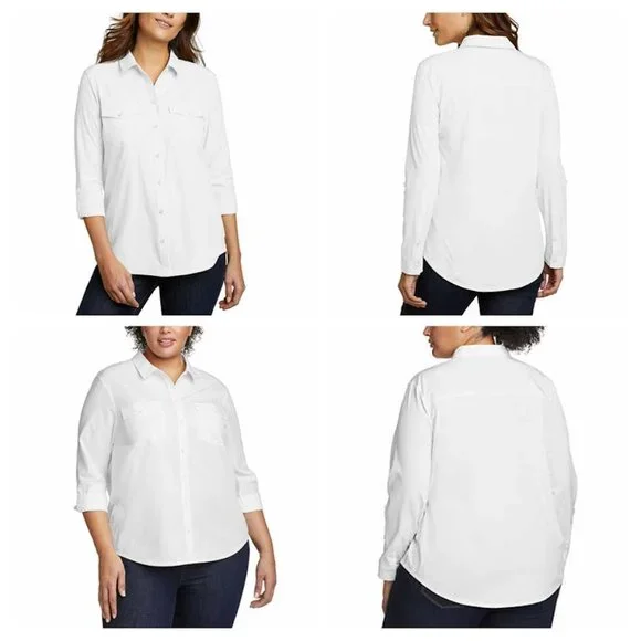 White NWT Eddie Bauer Ladies' Departure Top - Picture 1 of 8